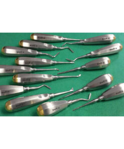 10 O.R GRADE Dental Elevators Mix Extraction Surgical Instruments WITH GOLD HANDLE