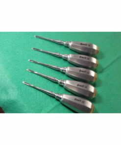 4 PCS CURVED DENTAL SURGERY EXTRACTING EXTRACTION LUXATING ELEVATOR (5 PCS O.R GRADE STRAIGHT DENTAL APICAL ROOT TIP ELEVATOR 3MM WITH GOLD HANDLE)