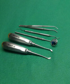 SET OF 5 PIECE MILLER APEXO DENTAL ROOT ELEVATORS Left+ Right With Gold Handle