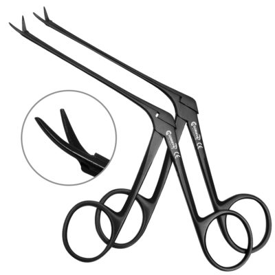 Bellucci Micro Nasal Alligator Scissors Black PTFE Coated Curved Left ...