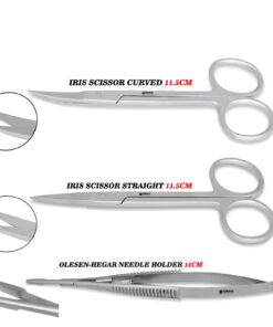 Dental Surgical Scissors Tissue Cutting Iris + Olsen Hegar Needle Holders Set